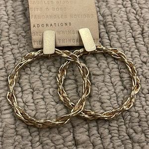 Anthropologie Gold Post Woven Hoop Earrings